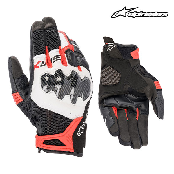 alpinestars/アルパインスターズ 1694970305 SMX-R GLOVE ASIA 2XLサイズ 1304 BLACK WHITE BRIGHT RED フルカーボン調 ナックルプロテクター スマホタッチ対応 アジア仕様 保護 防護性能 スポーツ バイク 高性能 安全 プロテクション お買い物マラソン 開催