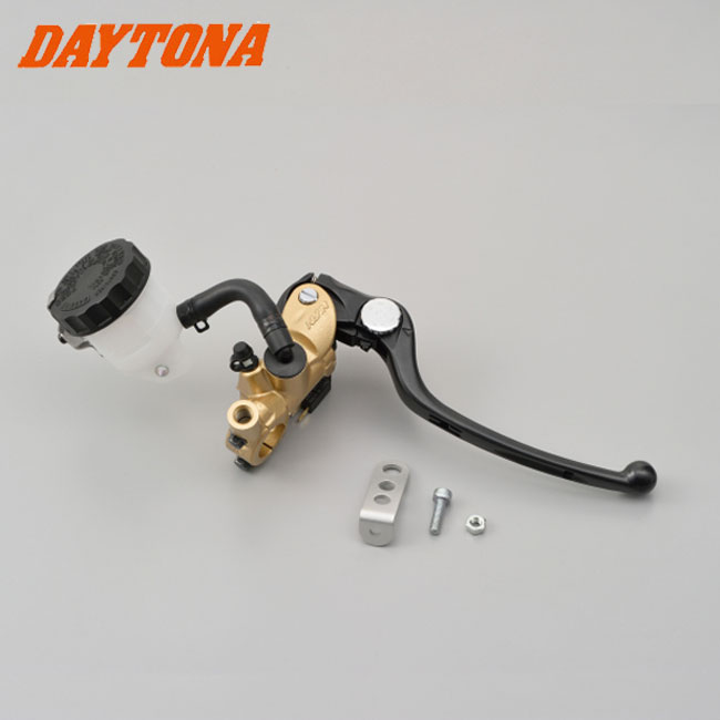 【デイトナ[DAYTONA]】 ニッシンNISSINラジアルブレーキマスターシリンダー 【79885】標準レバー 縦型19Ф ホワイトタンク [ゴールド/ブラック] バイク好き ギフト お買い物マラソン 開催｜アイネット店