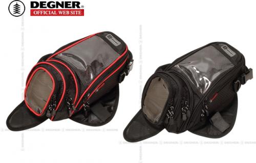 【バッグ】NB-5A マグネット式タンクバッグ【スマホ対応 ナビバッグ】ブラック/レッドパイピング【DEGNER[デグナー]】 バイク好き ギフト