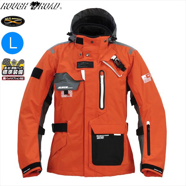 送料無料 ラフ&ロード RR7252 ウォーターシールドコマンドジャケット オレンジ/グレー Lサイズ バイク用 moto ツーリング 通勤通学 ライディングウエア オールシーズン 春夏秋冬 防水 防風 お買い物マラソン 開催｜アイネット店