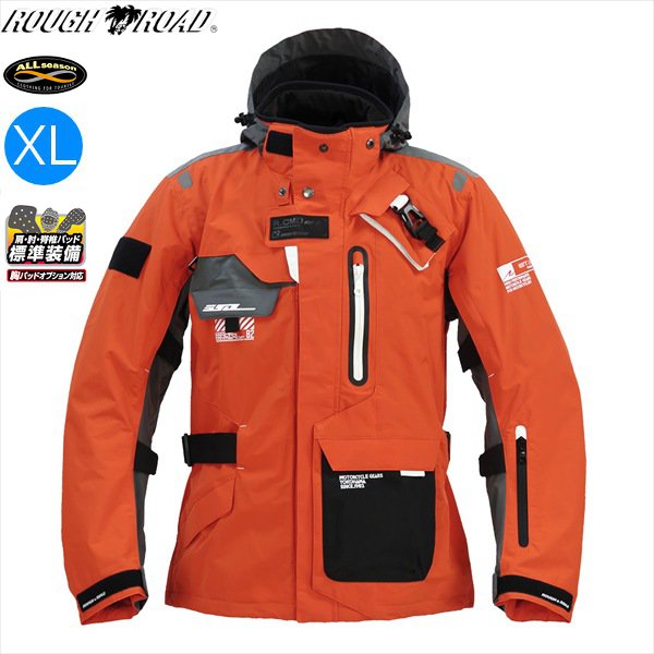 送料無料 ラフ&ロード RR7252 ウォーターシールドコマンドジャケット オレンジ/グレー XLサイズ バイク用 moto ツーリング 通勤通学 ライディングウエア オールシーズン 春夏秋冬 防水 防風 お買い物マラソン 開催