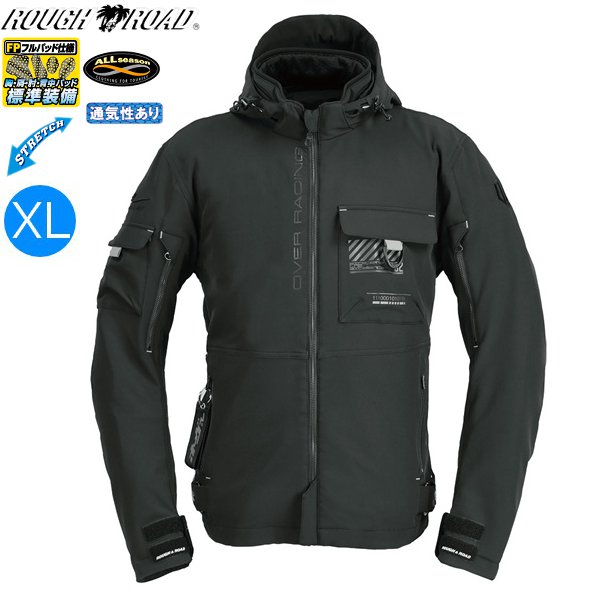 送料無料 ラフ&ロード RR7254 エアスルーソフトシェルストレッチパーカーFP オーヴァーオールブラック XLサイズ 春夏秋 ライディング ジャケット パーカー ウエア バイク用 moto ライジャケ ツーリング アウター お買い物マラソン 開催|アイネット店