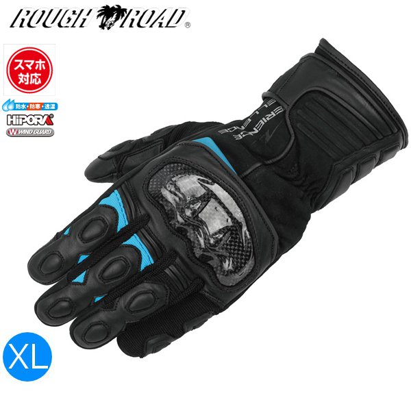 ブラック×ブルー/XLサイズ ラフ&ロード RR8658 プロテクションツアラーウインターグローブ スポーツライディング スマホ対応 moto バイク用 秋冬 防水