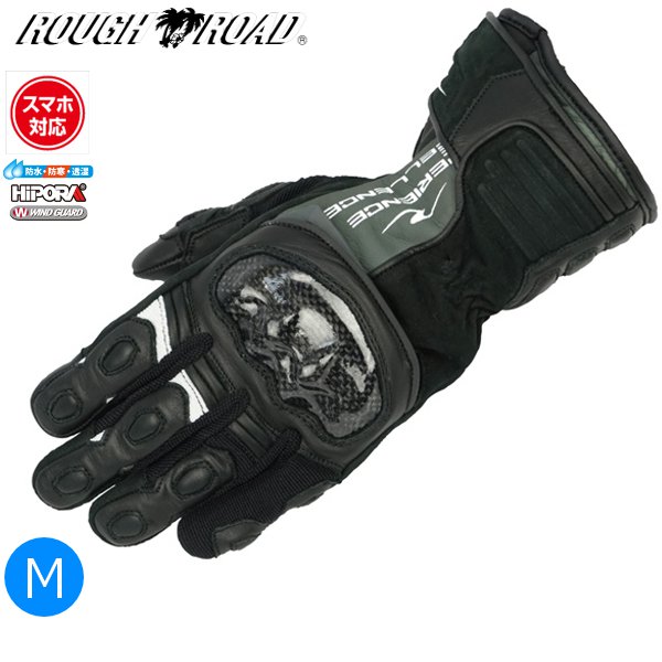 ブラック×ホワイト/Mサイズ ラフ&ロード RR8658 プロテクションツアラーウインターグローブ スポーツライディング スマホ対応 moto バイク用 秋冬 防水