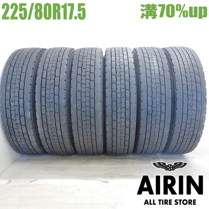 225/80R17.5 123/122L ダンロップ エスピー680 6本セット 2024年製 残溝142% 中古タイヤ 17.5インチ フォワード レンジャー ファイター