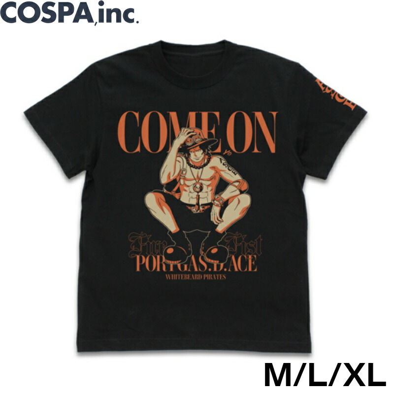 楽天市場 アニメ One Piece グッズ 公式 服 ワンピース エース Tシャツ Come On Ver 黒 M L Xl サイズ Cospa コスパ インターネットショッピングallcam