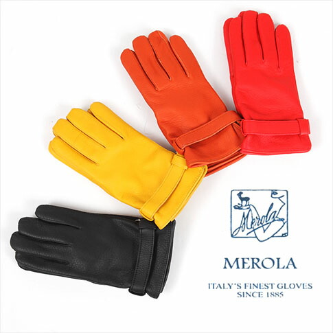 メローラ / MEROLA メローラ 手袋 国内正規別注品 新作限定メローラ グローブ ディアスキン鹿革xカシミア MEROLA GLOVES ベルテッド メローラグローブ ハンドメイド手袋 全4色 ME429010|AMALFI