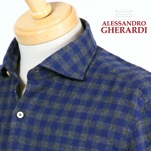 ALESSANDRO GHERARDI SOFT / アレッサンドロ ゲラルディ / カッタウェイ / ホリゾンタルワイドカラー / か細い\u0026遊撃手丈 秋冬 綿織物 綿ネルプルオーバー（米国海軍×薄墨色）読み合わせるプルオーバー 5362-670