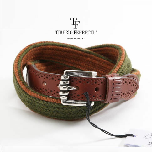 Tiberio Ferretti ティベリオフェレッティ Officina Tiberio Ferretti 羊毛メッシュ帯 Mod1343 オリーブx茶 全3趣 Tiberio Ferretti ティベリオフェレッティ 日本律格手懸ける売店 秋冬新作 ラッピングok Pasadenasportsnow Com