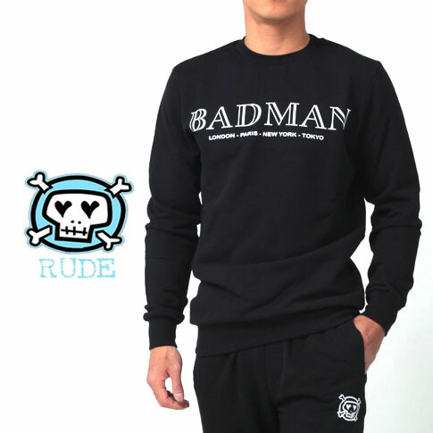 Rude ルード メンズ レディース スウェット 長袖 トレーナー オールシーズン　Felpa Badman 20151632　パロディプリント
