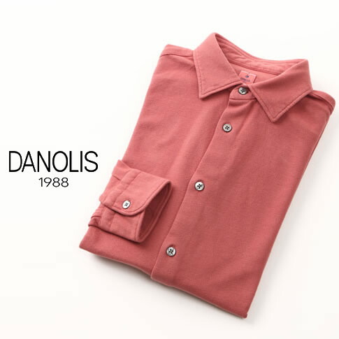 DANOLIS/ダノリス スペシャルウォッシュド加工 長袖 台衿付き 鹿の子 ポロシャツ カーディナル・レッド 全４色 B3013367-788