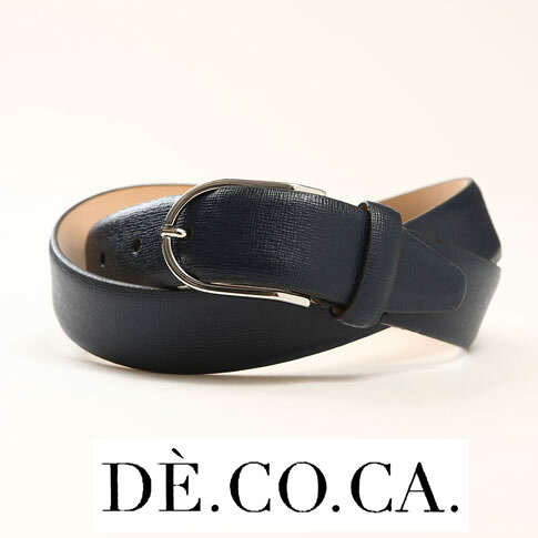 【国内正規品】DE.CO.CA. デーコカ ベルト レザーベルト ドレスベルト サフィアーノレザー ネイビー 007-navy｜ＡＭＡＬＦＩ