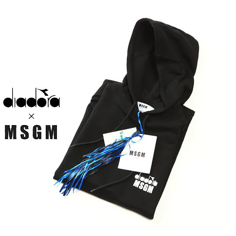 【40%】MSGM diadora エムエスジーエム ディアドラ コラボ メンズ パーカー バックプリント ブラック mm309-99