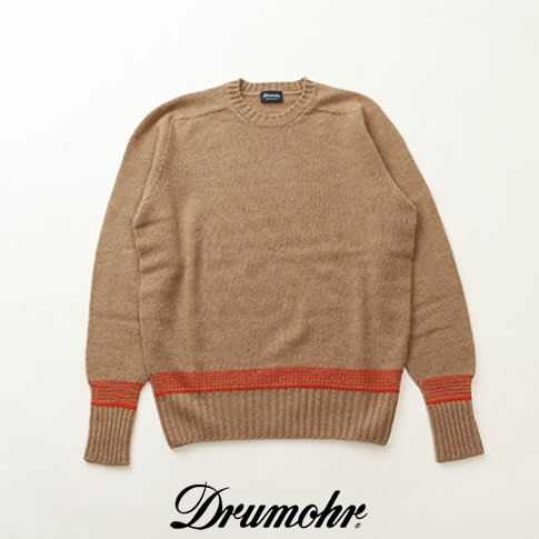 ドルモア / DRUMOHR ドルモア クルーネック ドルモア ニット スーパージーロンラムズウール キャメルブラウンｘオレンジ d8w-103bj-006 17,325円