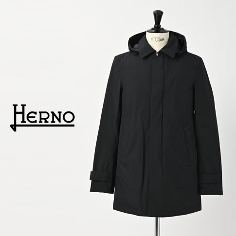 楽天市場 スーパーセール開催 クリアランス Herno ヘルノ メンズ ダウン ヘルノテック 中綿入り ウール スタンドカラー ファー付 ダウンコート ブラック Ca0071u 9300 ａｍａｌｆｉ