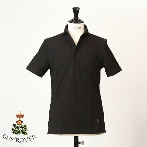 【国内正規品】Guy Rover ギローバー 鹿の子ポロ カッタウェイ 半袖ポロシャツ 台衿付き カッタウェイ ホリゾンタルワイドカラー ブラック ts-pc234-501500-04｜ＡＭＡＬＦＩ
