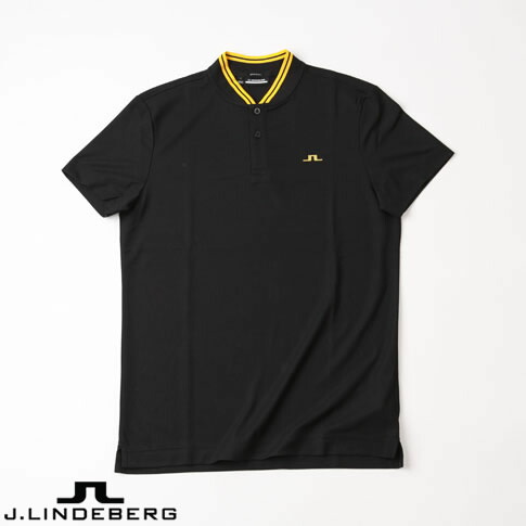 【送料無料！】J.LINDEBERG GOLF（ジェイリンドバーグ ゴルフ）JLロゴ ベースボールカラー 半袖ポロシャツ TYSON REGULAR FIT POLO ブラック 071-27865-019