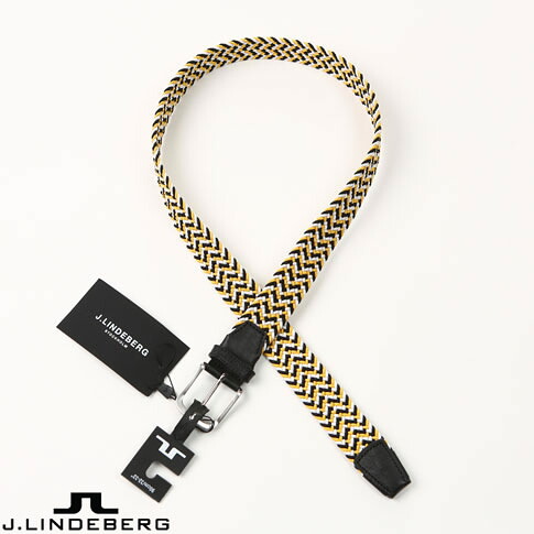 【貨物輸送無料！】J.LINDEBERG GOLF ジェイリンドバーグ目じるしバックル メッシュ胴締め BUBBA BELT 白いことx黄色x黒いこと 073-67802-034