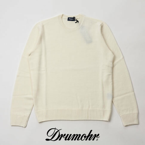 ドルモア / DRUMOHR ドルモア クルーネック ドルモア ニット 8ゲージウールソリッド ホワイト d7m103-125