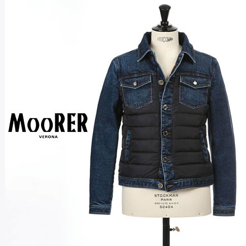 【全品送料無料】MOORER / ムーレー ダウンジャケット メンズ MOORER MONDOR　ダウン&times;デニム ハイブリッド型 ダウンジャケット BLU MOORER MONDOR-104S｜ＡＭＡＬＦＩ