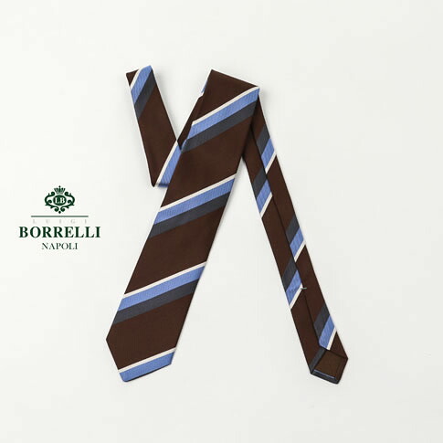 Luigi Borrelli ルイジ ボレッリ ネクタイ レジメンタル ストライプ ブラウンｘブルー シルク100％ ジャガード nr85-cr1192-2 15,257円