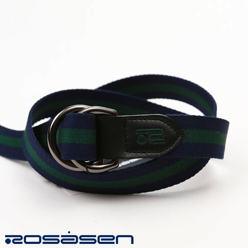 【送料無料！】ロサーセン ROSASEN メンズゴルフウェア ベルト ラインテープベルト リングベルト ダブルリング バイカラーライン ネイビーxカーキ 046-69831-098