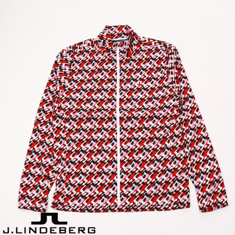 【送料無料！】J.LINDEBERG GOLF（ジェイリンドバーグ ゴルフ）マイクロブリッジ JLモノグラム ウィンドブレーカー ブルゾン ストレッチ&撥水加工 G137 Cherry 071-59921-064｜ＡＭＡＬＦＩ