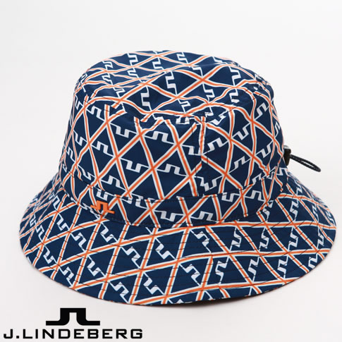 【送料無料！】J.LINDEBERG GOLF（ジェイリンドバーグ ゴルフ）バケットハット メンズ ジオメトリック柄＆シリコンブリッジマーク JLロゴハット ブルー系(096) 073-59930-096