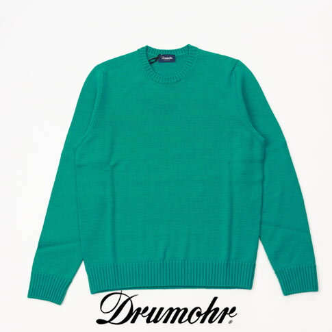 ドルモア / DRUMOHR ドルモア クルーネック ドルモア ニット 8ゲージウールソリッド ターコイズグリーン d7m103-454
