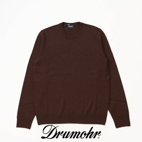 ドルモア / DRUMOHR ドルモア クルーネック ドルモア ニット 8ゲージウールソリッド ブラウン d7m103-582