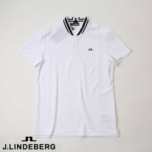 【送料無料！】J.LINDEBERG GOLF（ジェイリンドバーグ ゴルフ）JLロゴ ベースボールカラー 半袖ポロシャツ TYSON REGULAR FIT POLO ホワイト 071-28345-004｜ＡＭＡＬＦＩ
