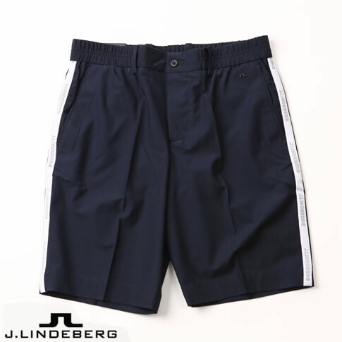 サイズ：32 J.LINDEBERG ジェイリンドバーグ  ストレッチ ハーフパンツ サイドロゴ  ブラック系 [240101432916] ゴルフウェア メンズ ストスト サイズ：32 J.LINDEBERG ジェイリンドバーグ ストレッチ ハーフ