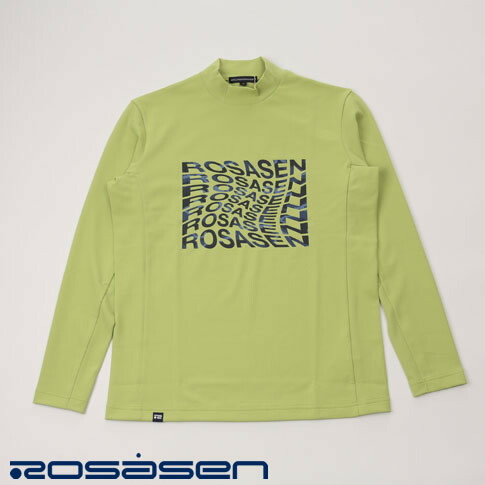 【送料無料！】ROSASEN（ロサーセン）メンズ ゴルフウェア ハイネック 蜃気楼プリント 吸水速乾 テクニスタ鹿の子 長袖シャツ モックネック グリーン 044-21211-023