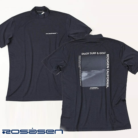 【貨物輸送無料！】ROSASEN（ロサーセン）エコクールコア原料品 乾荒原×ロゴタイプ うしろ側刷り上げる 半袖モックネックシャツ 米国海軍 044-21444-098