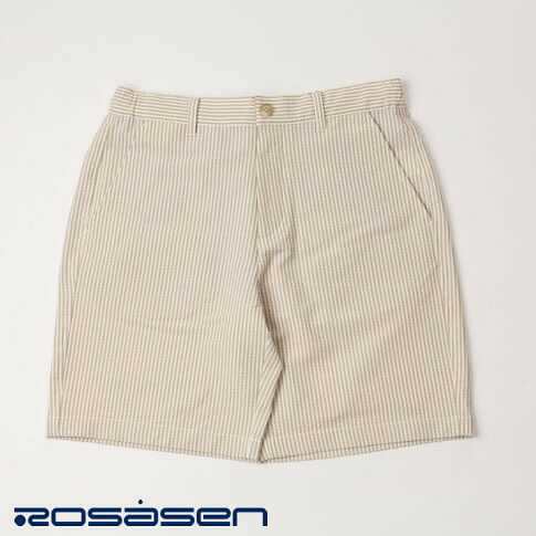 【送料無料！】ROSASEN（ロサーセン）ショートパンツ シアサッカー ストライプ 吸水速乾・UVカット・ストレッチ機能パンツ ウエストゴム仕様 ベージュ 044-71443-052