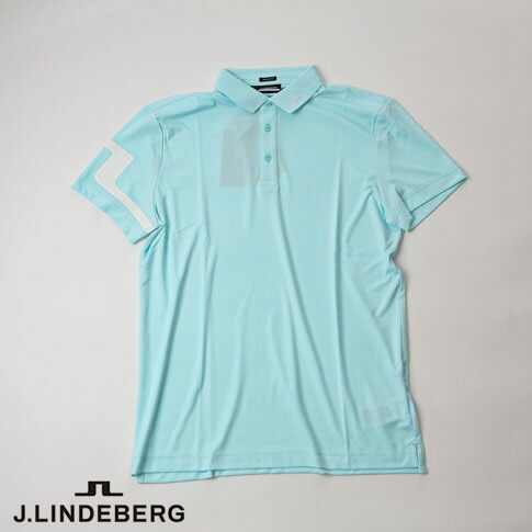 【貨物輸送無料！】J.LINDEBERG GOLF（ジェイリンドバーグ ゴルフ）右袖JLブリッジ回路 刷り上げる スポーツシャツ HEATH REGULAR FIT GOLF POLO 4WAY伸ばすこと ティファニー青色 071-21344-091