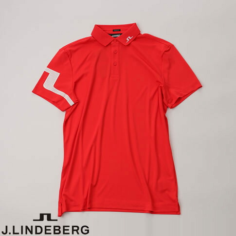 【送料無料!】J.LINDEBERG GOLF(ジェイリンドバーグ ゴルフ)SUMMER HOLIDAY 右袖JLブリッジ プリント ポロシャツ HEATH REGULAR FIT GOLF POLO 4WAYストレッチ Bittersweet レッド 071-21644-062|AMALFI