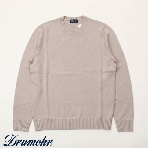 【国内正規品】DRUMOHR ドルモア メンズ クルーネック ニット 8ゲージ メリノウール ライトベージュ 秋冬 新作 大人カジュアル イタリア製 セーター d7m103l-d03-130