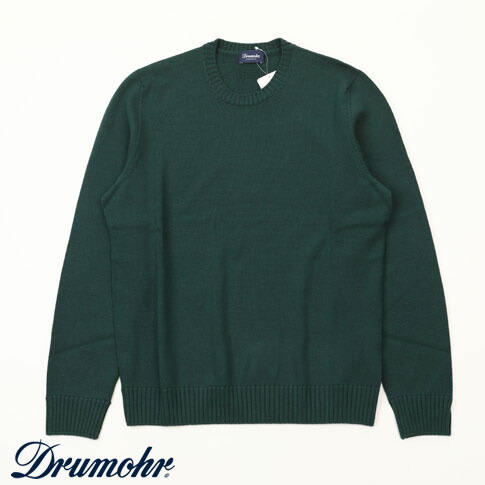 【国内正規品】DRUMOHR ドルモア メンズ クルーネック ニット 8ゲージ メリノウール グリーン 秋冬 新作 大人カジュアル イタリア製 セーター d7m103l-d03-489