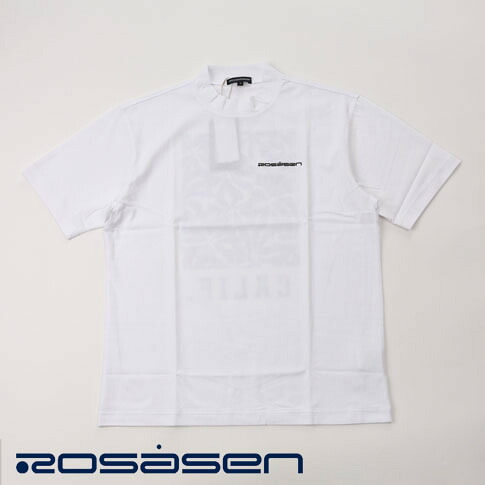【送料無料！】ロサーセン ROSASEN メンズ メンズゴルフウェア モックネック 半袖シャツ 接触冷感 吸水速乾 フラワーバックプリント ホワイト 044-23445-005