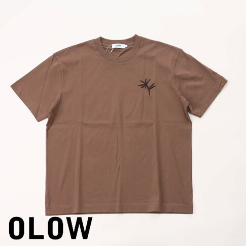 OLOW/オロウ 絵書きひな型 刺しゅう＆刷り上げるプルオーバー オーガニックコットン ルーズフィット T-shirt ample Night Trip moka モカ赤銅色 ol512009-70