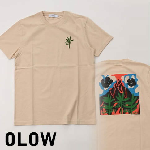 OLOW/オロウ 絵書きひな型 刺しゅう＆刷り上げるプルオーバー オーガニックコットン レギュラー相応う T-shirt Magma creme 皮膚軟化剤 ol512011-10