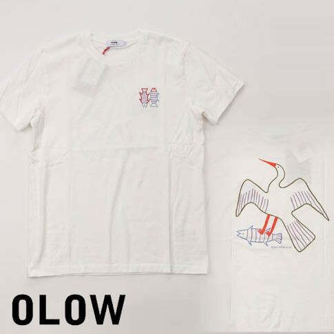 OLOW/オロウ 絵書きひな型 刺しゅう＆刷り上げるプルオーバー オーガニックコットン レギュラー相応う T-shirt T-shirt Bude ecru 象牙色 ol512017-01