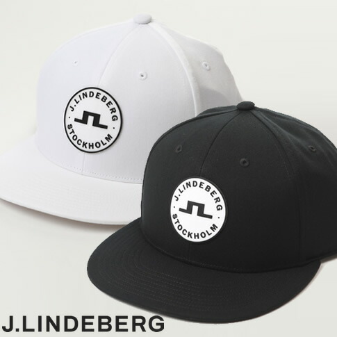 【送料無料／国内正規品】ジェイリンドバーグ キャップ メンズ J.LINDEBERG フラットバイザー キャップ スナップバック ゴルフキャップ ロゴキャップ FLAT DRIVE CAP ホワイト/ブラック 073-55300
