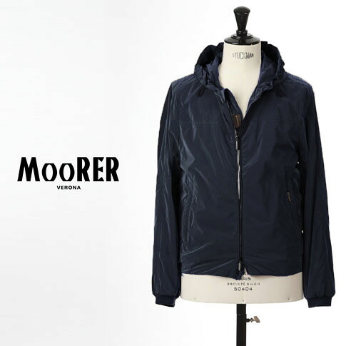 【国内正規品】MOORER / ムーレー メンズ フーデッドブルゾン ALBORI-OS(アルボリ) ストレッチ＆撥水 ネイビー（BLU）258-31707