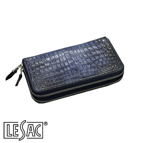 【貨物輸送無料／メイドインジャパン】LESAC（レ背嚢）ナイルクロコダイル ダブルチャック１枚仕立てもの長札入れ パティーヌ 米国海軍 8175sp-patinenavy
