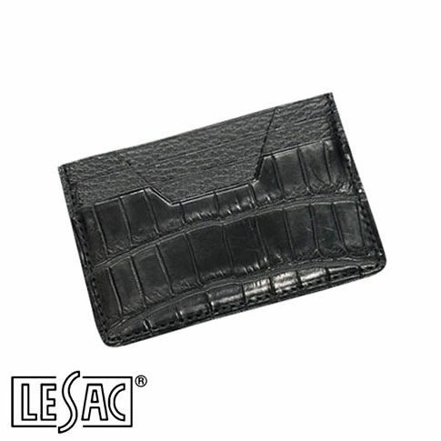 【送料無料／メイドインジャパン】LESAC（レザック）イタリアンカーフ/クロコダイル カード入れ 8183-BLACK/ブラック 8183-black｜ＡＭＡＬＦＩ