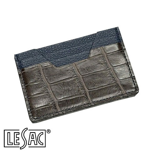 【送料無料/メイドインジャパン】LESAC(レザック)イタリアンカーフ/クロコダイル カード入れ 8183-BROWN/ブラウン 8183-brown|AMALFI