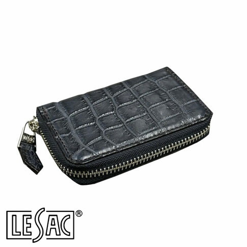 【貨物輸送無料／メイドインジャパン】LESAC（レ背嚢）クロコダイル御釣り入れ ラウンドチャック メンズ レディース 本革 引っ敷き トゥルーブルー 8185-trueblue