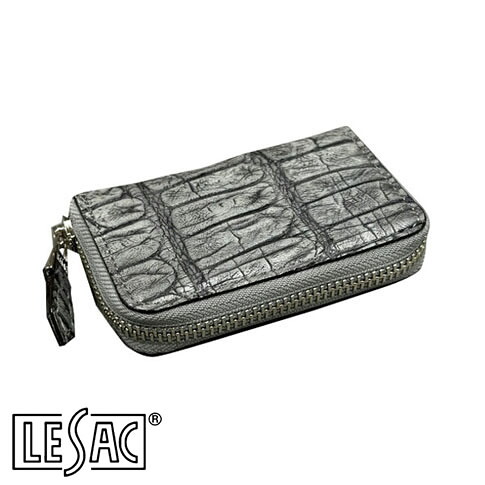 【貨物輸送無料／メイドインジャパン】LESAC（レ背嚢）クロコダイル御釣り入れ ラウンドチャック メンズ レディース 本革 引っ敷き ヴィンテージ 8185-vintage